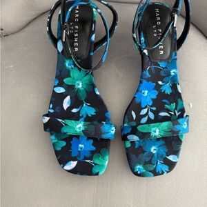 Marc Fisher Women's Sandals - Black with Blue and Green Floral